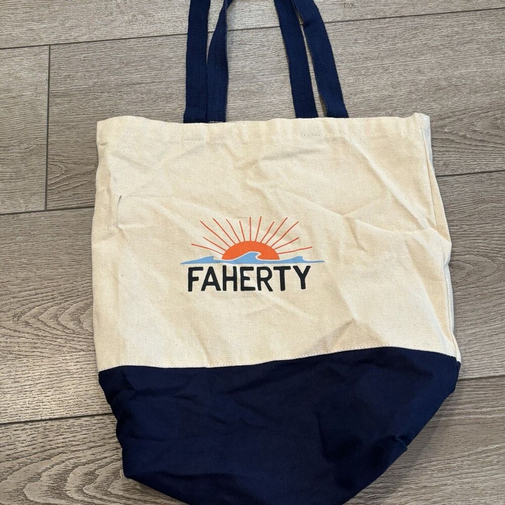 Faherty Women's Canvas Tote Bag Small Sized 14.5x16‎ Shoulder Strap Cotton